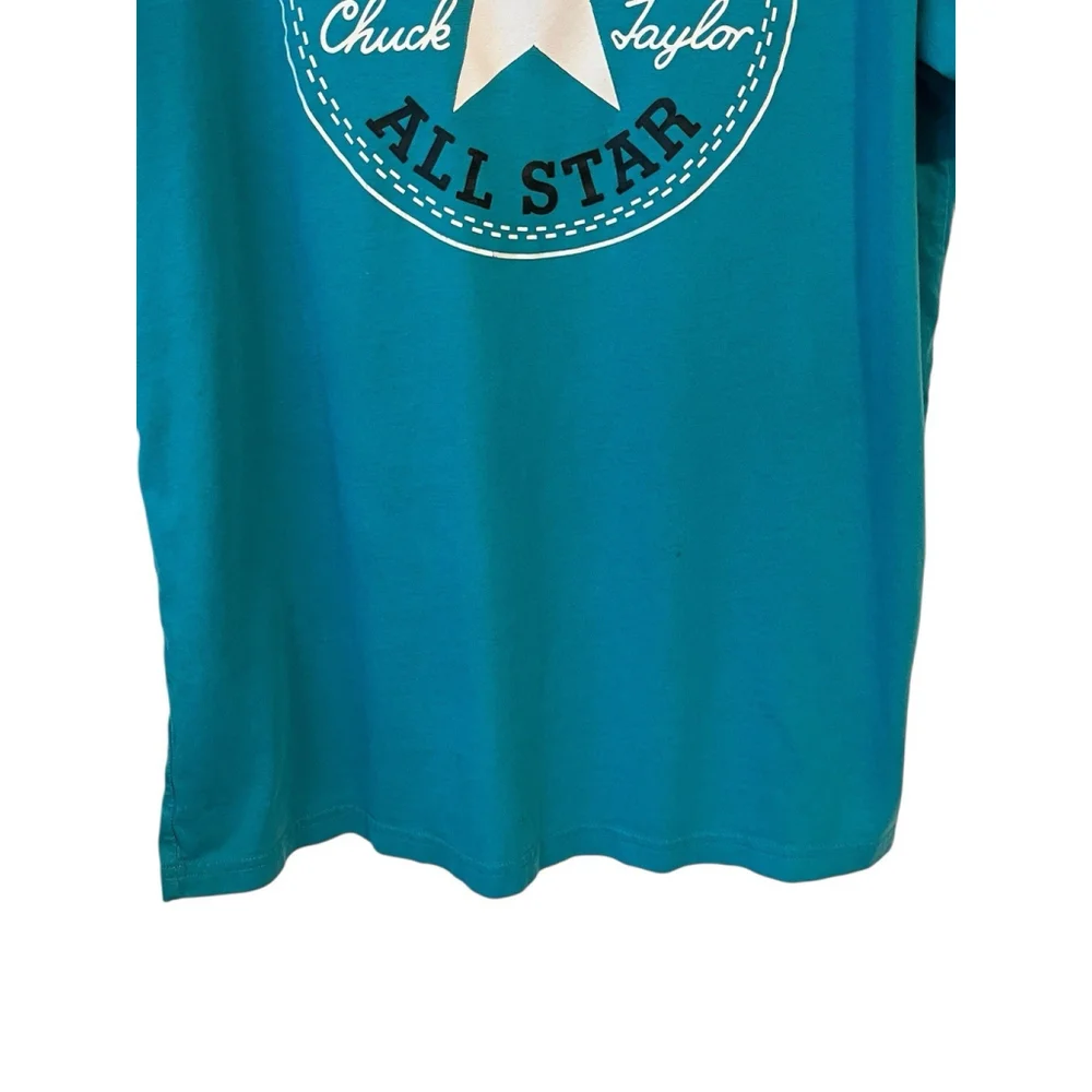 Converse All-Star T-Shirt Youth Size L 12-13 Years Teal Short Sleeve Logo Tee